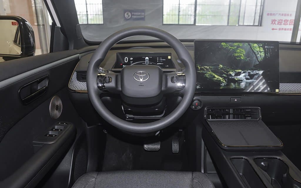 2025 Toyota bZ3X 430 Air electric SUV — driver's cockpit, export from China